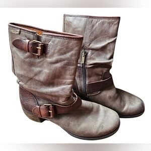 Pikolinos Le Mans Boots 838-9233 Women's Leather Slouch Heeled Buckle Biker 38